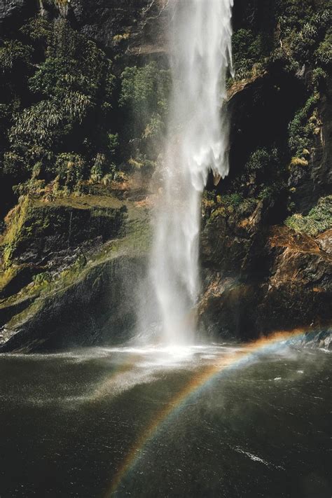 Milford Sound New Zealand Nature Rainbow Waterfall Nature Photography