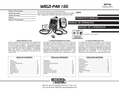 Lincoln Electric Weld Pak 155 Welding System Operators Manual Manualslib