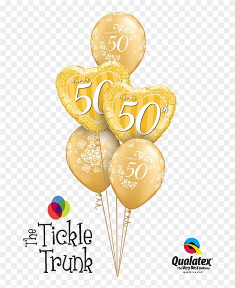 Happy 50th Anniversary Gold Balloon Bouquet An 06 Qualatex Hd Png