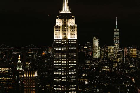 Empire State Building At Night New York Skyline At Night Freedom