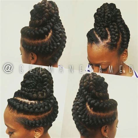 Goddess Braid Black Updo Hairstyles With Weave