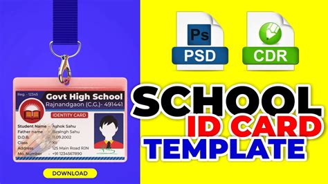 School Student Id Card Design Psd Free Download Printable Templates