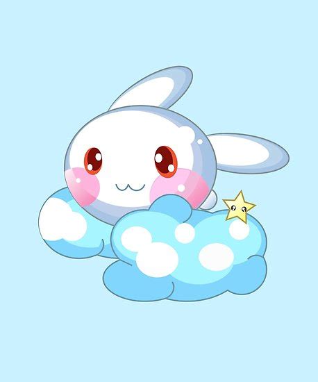 Kawaii Cute Anime Flying Vampire Bunny In Cloud Posters