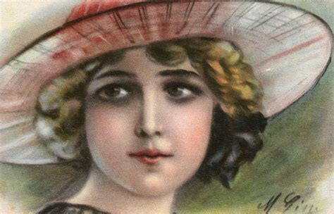 Young Italian Girl Wearing A Wide Brimmed Hat 14405939 Print