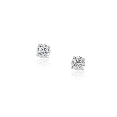 Ct White Gold Round Brilliant Cut Diamond Stud Earrings Ct Total