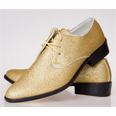 Mens leather formal dress shoes pointed toe slip on loafers wedding oxfords size. Men Gold Glitter Lace Up Wedding Prom Dress Oxfords Shoes SKU-1100258 | Dress shoes, Gold dress ...