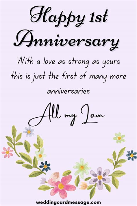 Happy 1st Wedding Anniversary Quotes Paper Anniversary Wedding Card