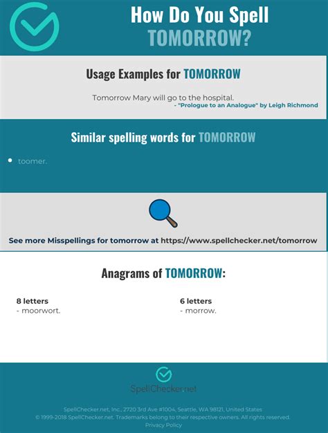 Correct Spelling For Tomorrow Infographic