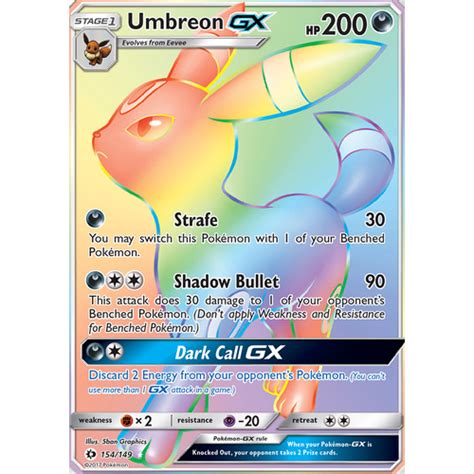 Umbreon Gx 154149 Sm Base Set Holo Full Art Hyper Rare Pokemon Card