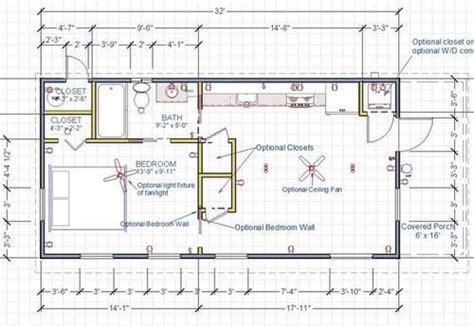 16x32 Portable Cabin Floor Plan With Porch 16x32 Cabin Floor Plan