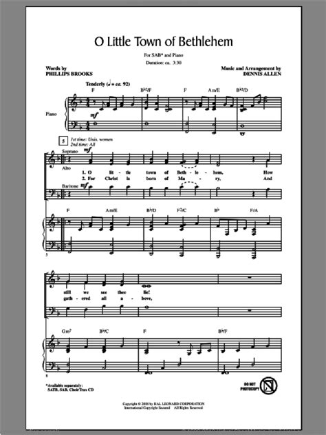 B em cast out our sin and enter in d a d be born in us today bm f# we hear the. Allen - O Little Town of Bethlehem sheet music for choir ...