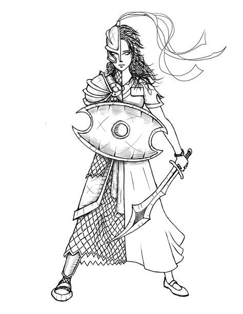 Female Warrior Armor Of God Sketch Coloring Page Coloring Pages