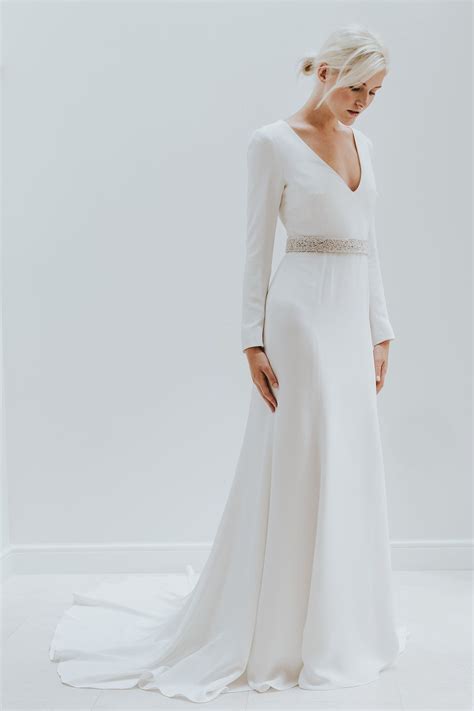 Simple Modern Long Sleeve Wedding Dress By Charlotte Simpson Wedding Dress Long Sleeve