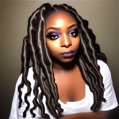 beautiful dark skinned angel with big eyes pretty locs natural makeup and a beat face in a
