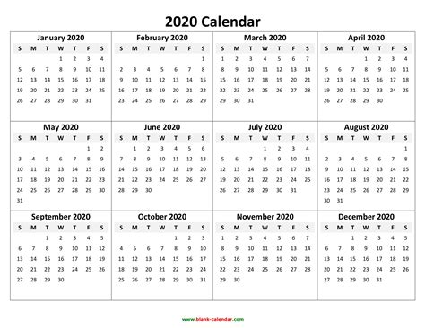 Year To View Calendar 2020 Printable Free Printable Calendar Monthly