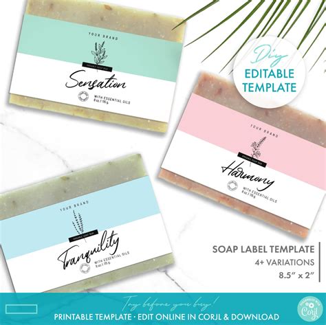 Printable Floral Bar Soap Label Template Editable Elegant Etsy Sleeve