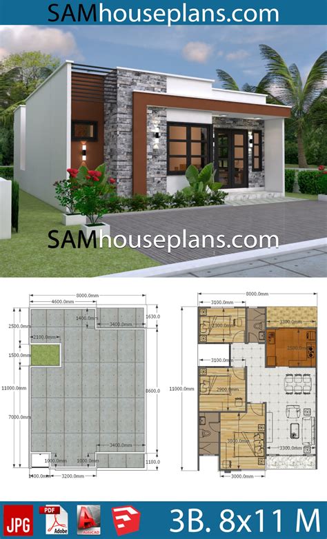 House Design Plans 7x14 With 3 Bedrooms Samphoas Plan