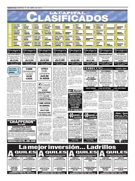 Clasificados Del Martes 13 De Abril By Diario La Capital Issuu