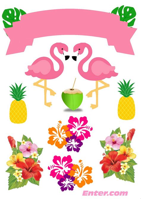 Pink Flamingo Cake Topper Tropical Party Summer Flower Girl Birthday My Xxx Hot Girl