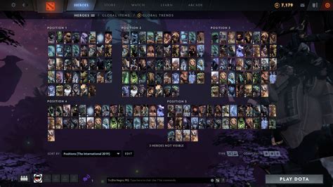 Custom Hero Grid Sorted By Positions The Hero Was Most Played As At The