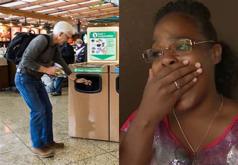 woman was appalled when she saw a crying man forced to throw his package away at the airport