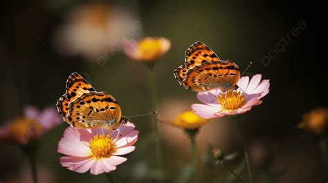 두 꽃에 앉아 두 갈색 나비 우주에 앉은 나비 고화질 사진 사진 꽃 배경 일러스트 및 사진 무료 다운로드 Pngtree