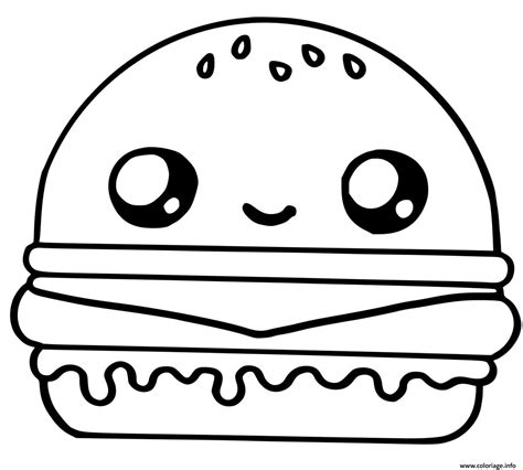 Coloriage Cute Hamburger Food Dessin Kawaii Dessin Dessin Kawaii à Imprimer