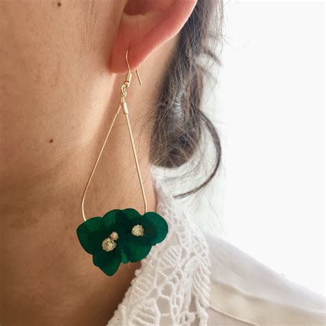 Boucle D Oreille Fleurs Stabilis Es Hortensia Style Boh Me Etsy