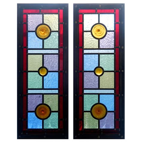 Simple Victorian Stained Glass Panels From Period Home Style