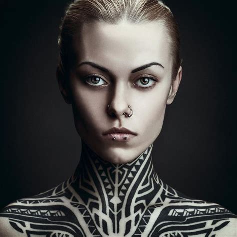 Serious Look Neck And Shoulders Tribal Tattoo Tatoo Neck
