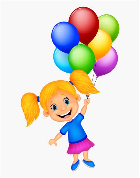Transparent Cartoon Balloon Png Girl Holding Balloons Clipart Png