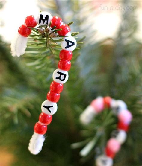 If you are concerned about your cap coming lose, you can add a dab of glue to the inside before placing it on. Beaded Candy Cane Name Ornaments Preschoolers Can Make ...