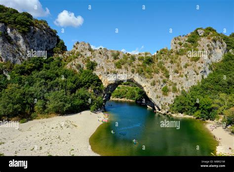 The Natural Stone Arch Of Pont Darc In The Gorges De Lardeche In