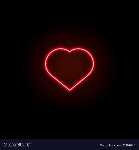 Heart In Neon Red Glow On Black Background Vector Image