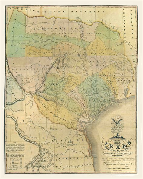 Texas Map Print 1836 By Stephen F Austin Etsy