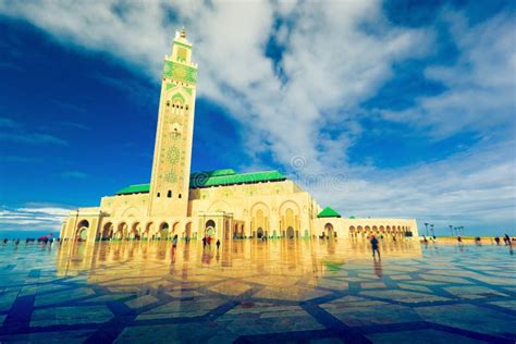 Beautiful Towering Minaret Of Hassan Ii Mosque In Casablanka Editorial