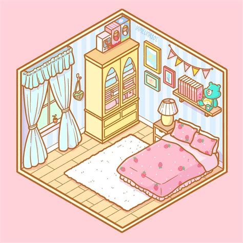 Pin By Sol Espain On 3d In 2020 Bedroom Drawing Isometric Art Cute