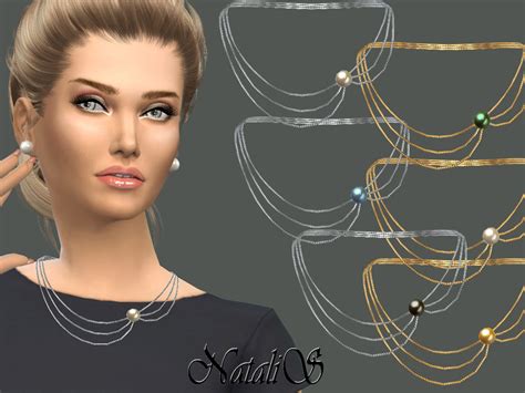 The Sims Resource Natalisthree Tiered Necklace With Pearl