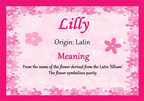 Lilly Personalised Name Meaning Certificate The Card Zoo