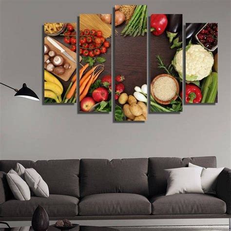 Artificial plant coconut palm tree w/pot 140cm fake arrangement home decor. Vegetable - Kitchen 5 Panel Canvas Art Wall Decor - Canvas Storm