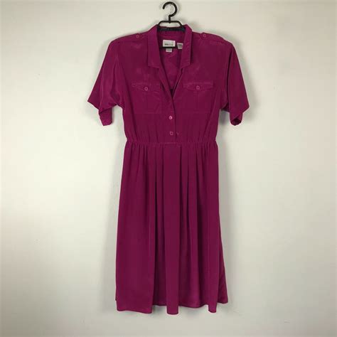 Vintage 1980s Leslie Fay Secretary Dress Size 14 Dark Gem