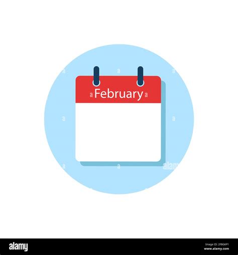 Blanco Diario Calendario Icono Febrero En Un Estilo De Diseño Plano