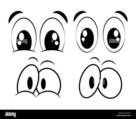 Cartoon Eyes Set For Comic Book Vector Design Isolated On White Stock
