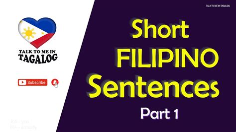 Short Filipino Sentences Part 1 English Tagalog Translation