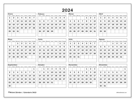 Calendario 2024 Para Imprimir “34ld” Michel Zbinden Cl