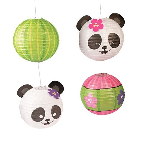 Panda Party Hanging Paper Lanterns Fiesta De Panda Panda Cumpleaños