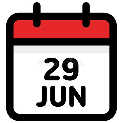 June 29 Vector Flat Daily Calendar Icon Date And Time Day Month