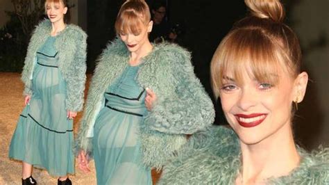 Heavily Pregnant Jaime King Flashes Knickers In Sheer Dress At Burberry