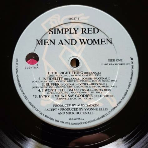 Simply Red Men And Women 1987 Lp Vinyl Record Album The Right