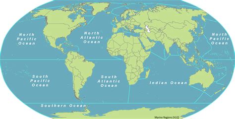 Free Labeled Map Of The World With Oceans And Seas Pd